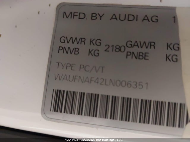 Продажа на аукционе авто 2020 Audi A4, vin: WAUFNAF42LN006351, номер лота: 12618138
