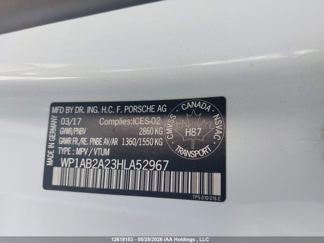 Aukcja sprzedaży 2017 Porsche Cayenne S, vin: WP1AB2A23HLA52967, numer aukcji: 12618153