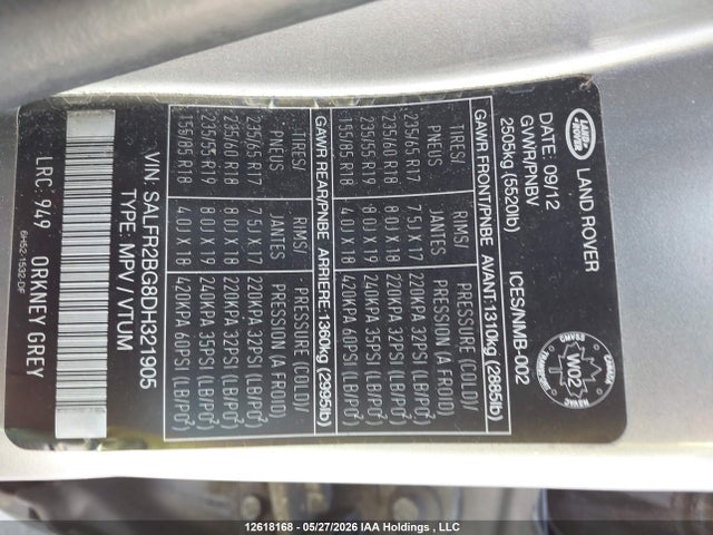 Продажа на аукционе авто 2013 Land Rover Lr2 Hse, vin: SALFR2BG8DH321905, номер лота: 12618168