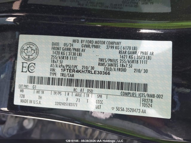 Ford Ranger 2024 1FTER4KH7RLE30366 Image 9