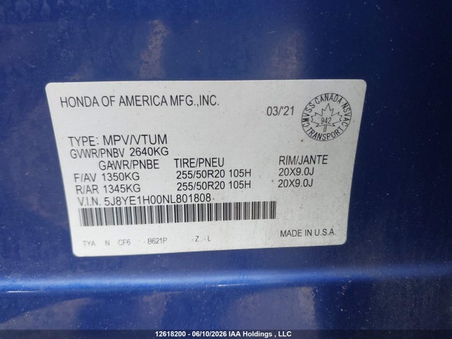 5J8YE1H00NL801808 Acura MDX A-SPEC