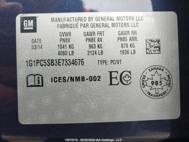 Chevrolet Cruze 2014 1G1PC5SB3E7334676 Image 19