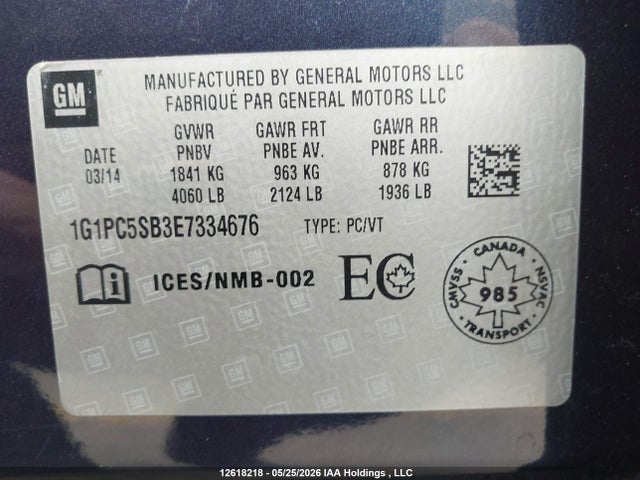 Chevrolet Cruze 2014 1G1PC5SB3E7334676 Image 9