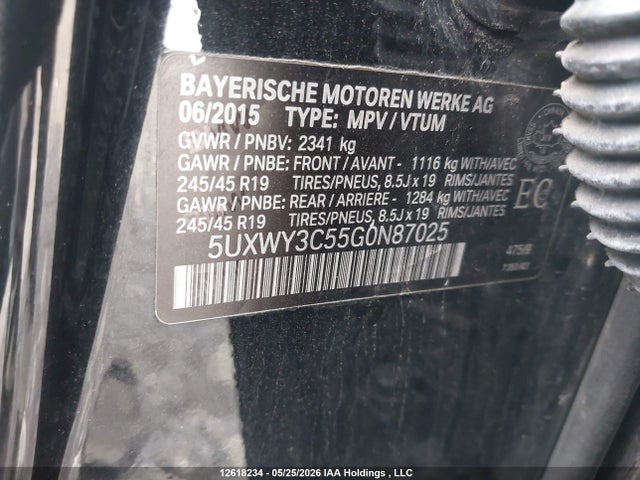 2016 Bmw X3 Xdrive28d მანქანა იყიდება აუქციონზე, vin: 5UXWY3C55G0N87025, აუქციონის ნომერი: 12618234