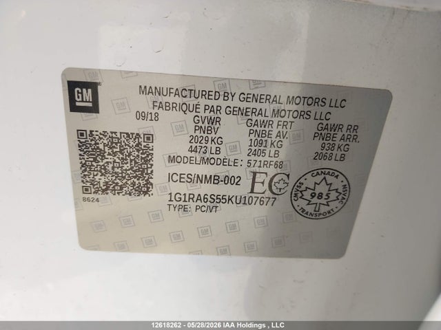 1G1RA6S55KU107677 Chevrolet VOLT LT