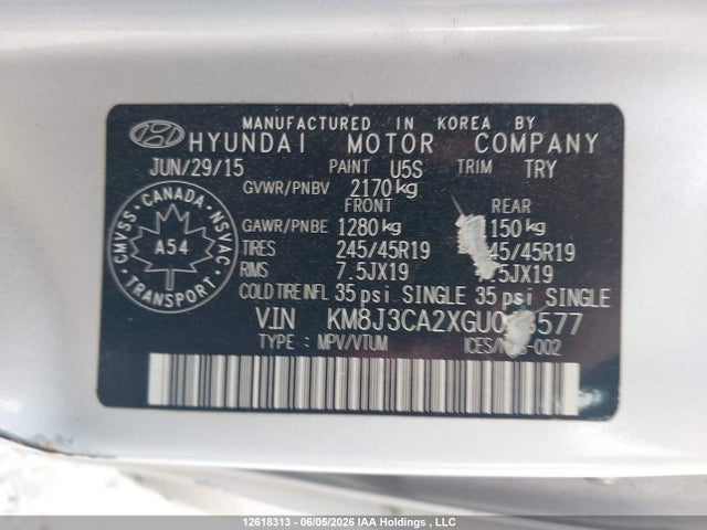 KM8J3CA2XGU043577 Hyundai Tucson