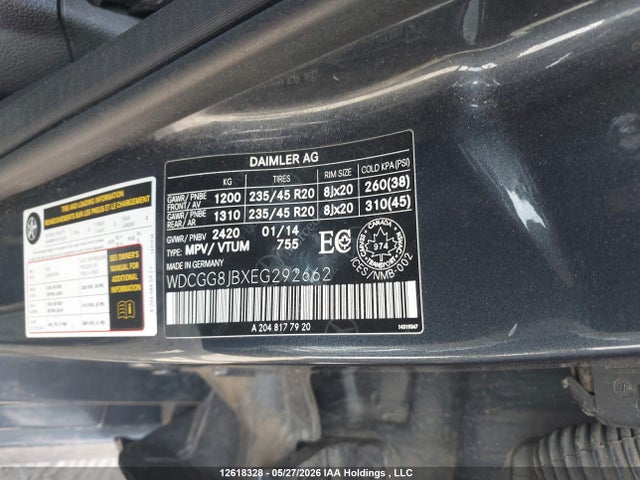 WDCGG8JBXEG292662 Mercedes-Benz Glk 350 4matic