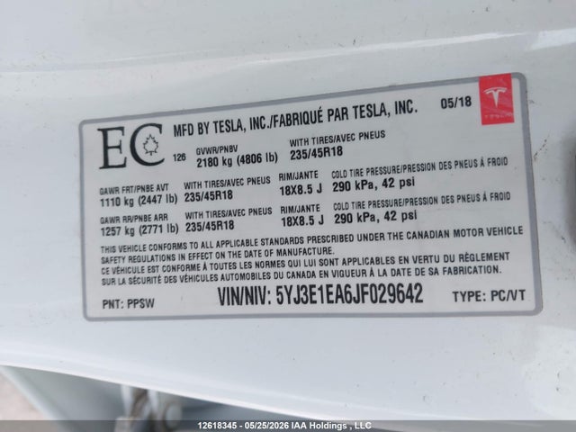 Tesla MODEL 3 2018 5YJ3E1EA6JF029642 Image 22