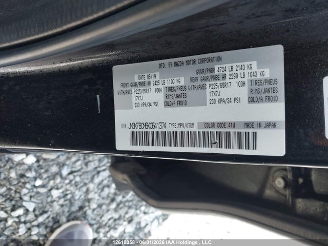 12618358 :رقم المزاد ، JM3KFBCM6K0641374 vin ، 2019 Mazda Cx-5 Gs مزاد بيع