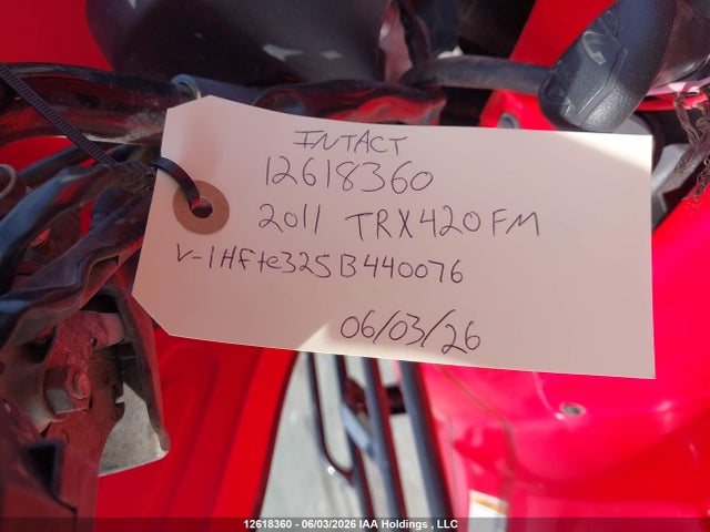 Продаж на аукціоні авто 2011 Honda Trx420 Fm, vin: 1HFTE3525B4400776, номер лоту: 12618360