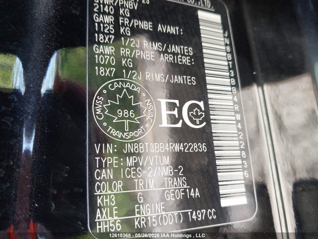 Продажа на аукционе авто 2024 Nissan Rogue, vin: JN8BT3BB4RW422836, номер лота: 12618368