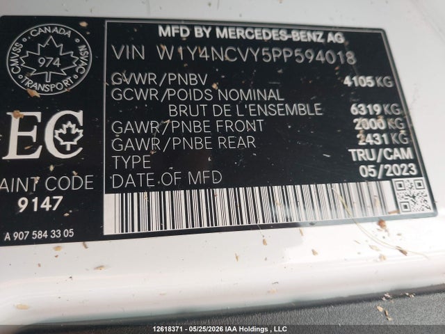 12618371 :رقم المزاد ، W1Y4NCVY5PP594018 vin ، 2023 Mercedes-benz Sprinter 2500 مزاد بيع