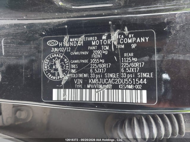 Продаж на аукціоні авто 2013 Hyundai Tucson Gls/limited, vin: KM8JUCAC2DU551544, номер лоту: 12618372