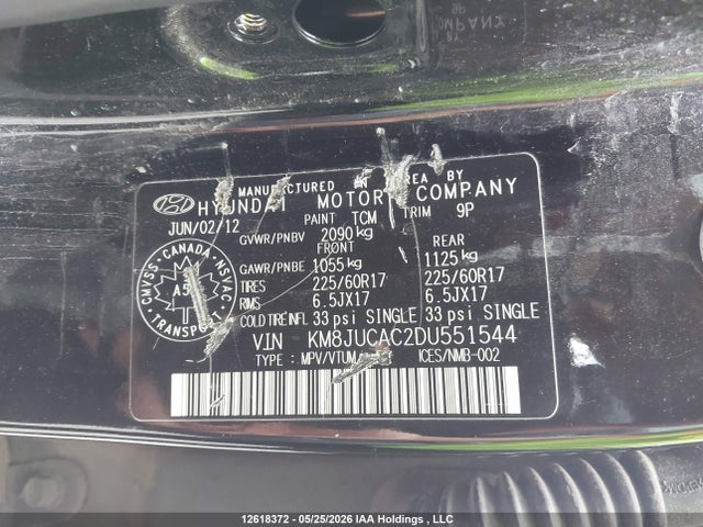 Продаж на аукціоні авто 2013 Hyundai Tucson Gls/limited, vin: KM8JUCAC2DU551544, номер лоту: 12618372