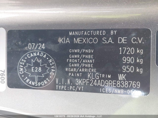 Продаж на аукціоні авто 2024 Kia Forte Lx/lxs, vin: 3KPF24AD9RE838769, номер лоту: 12618375