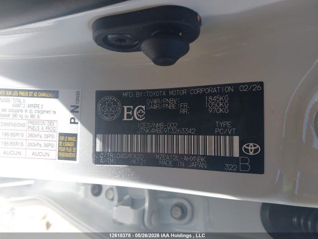 JTNK4MBE9T3263342 Toyota Corolla