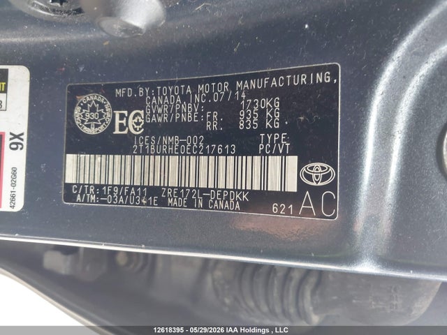 Продаж на аукціоні авто 2014 Toyota Corolla Ce, vin: 2T1BURHE0EC217613, номер лоту: 12618395