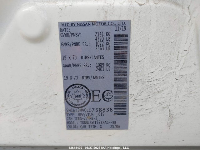 Nissan Rogue 2020 5N1AT2MV0LC758836 Image 17