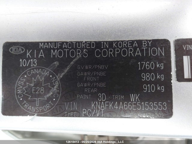 12618413 :رقم المزاد ، KNAFK4A66E5153553 vin ، 2014 Kia Forte 1.8l Lx/1.8l Lx+/1.8l Se مزاد بيع