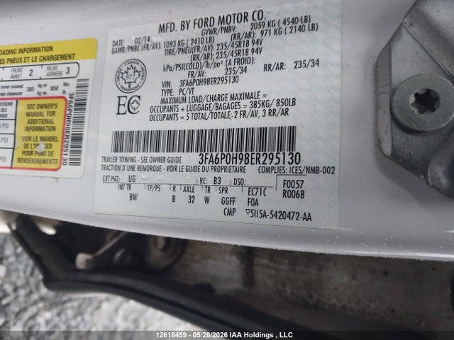 Продажа на аукционе авто 2014 Ford Fusion Se, vin: 3FA6P0H98ER295130, номер лота: 12618459