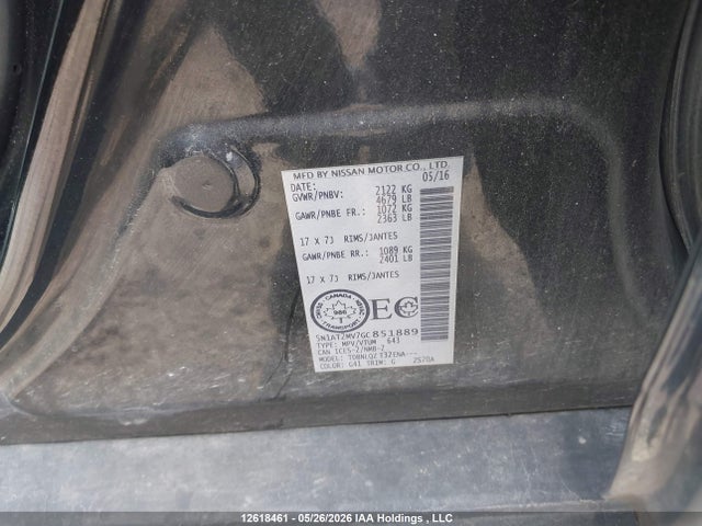 5N1AT2MV7GC851889 Nissan Rogue S/sl Premium/sv