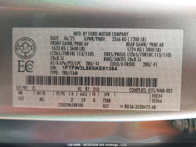 Ford F150 Xlt 2025 1FTFW3L88SKE61384 Image 19