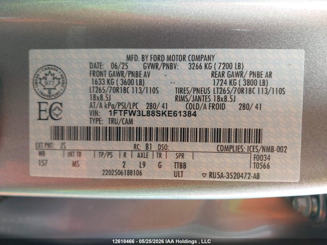 Ford F150 Xlt 2025 1FTFW3L88SKE61384 Image 9