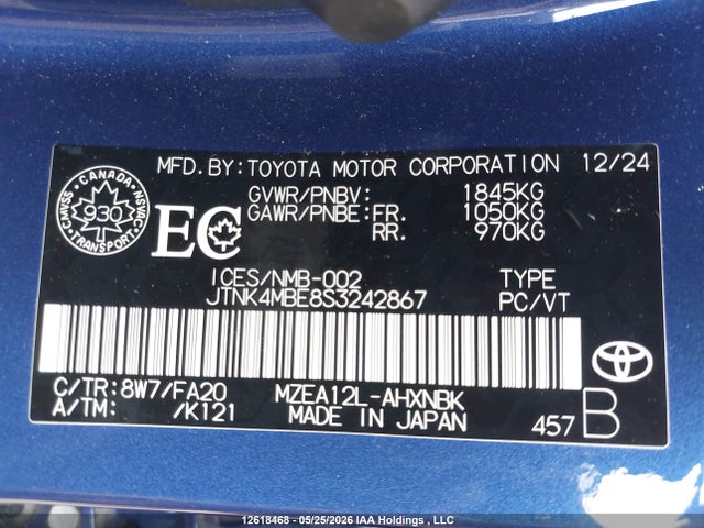 JTNK4MBE8S3242867 Toyota Corolla N