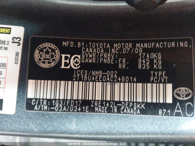Aukcja sprzedaży 2010 Toyota Corolla, vin: 2T1BU4EE0AC246014, numer aukcji: 12618479