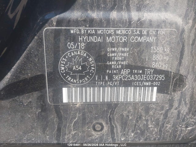 Продаж на аукціоні авто 2018 Hyundai Accent L, vin: 3KPC25A30JE037295, номер лоту: 12618481