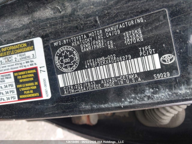 2010 Toyota Camry Se/le/xle მანქანა იყიდება აუქციონზე, vin: 4T1BF3EKXAU506279, აუქციონის ნომერი: 12618490