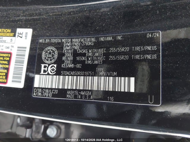 5TDACAB50RS019751 Toyota Grand Highlander Hybrid Limited