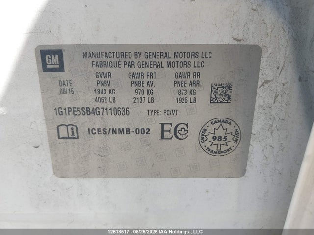 Aukcja sprzedaży 2016 Chevrolet Cruze Limited Lt, vin: 1G1PE5SB4G7110636, numer aukcji: 12618517