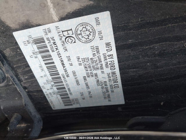 12618550 :رقم المزاد ، 3FMTK1S51RMA39336 vin ، 2024 Ford Mustang Mach-e Select مزاد بيع