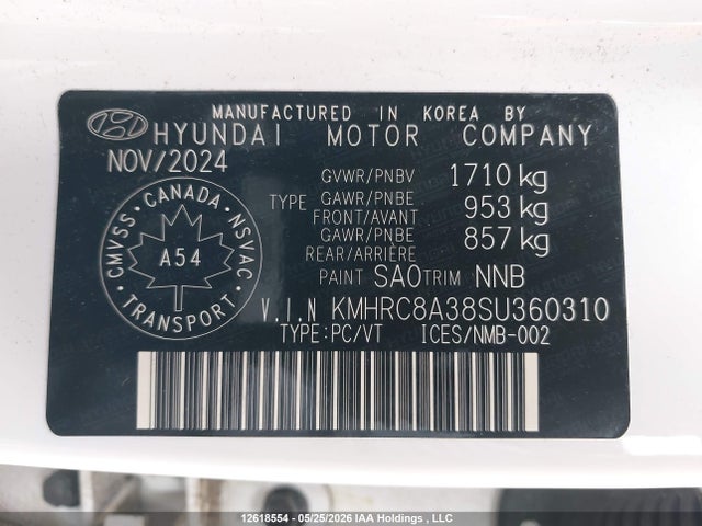 Продаж на аукціоні авто 2025 Hyundai Venue Preferred W/two-tone, vin: KMHRC8A38SU360310, номер лоту: 12618554