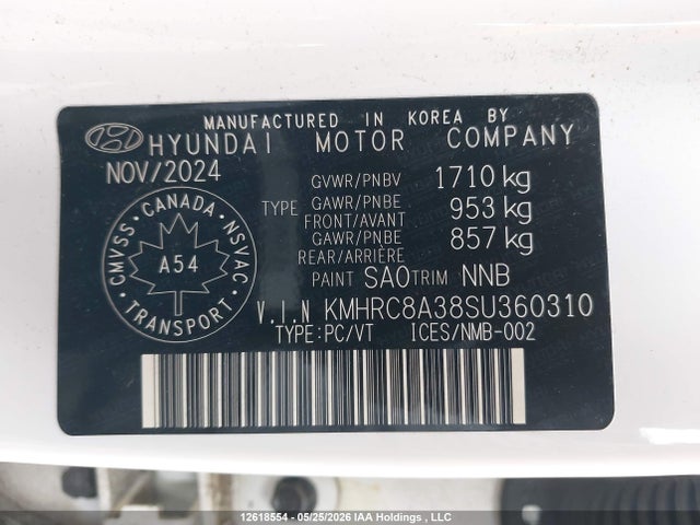Продаж на аукціоні авто 2025 Hyundai Venue Preferred W/two-tone, vin: KMHRC8A38SU360310, номер лоту: 12618554