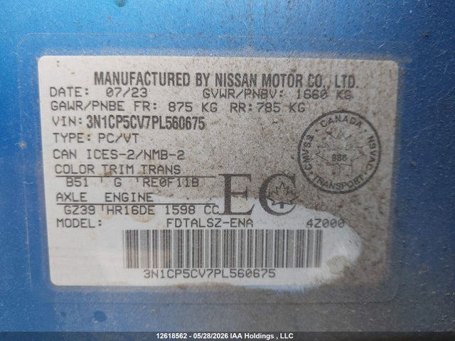 Продаж на аукціоні авто 2023 Nissan Kicks Sv, vin: 3N1CP5CV7PL560675, номер лоту: 12618562