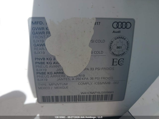 Продажа на аукционе авто 2018 Audi Q5 2.0t Technik, vin: WA1CNAFY8J2009983, номер лота: 12618563