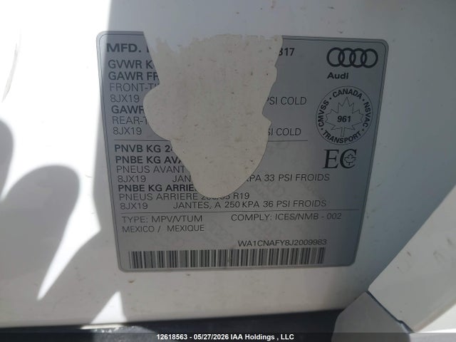 Продажа на аукционе авто 2018 Audi Q5 2.0t Technik, vin: WA1CNAFY8J2009983, номер лота: 12618563