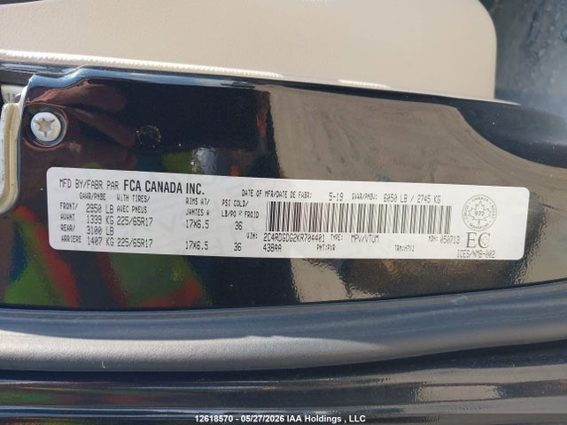 Продаж на аукціоні авто 2019 Dodge Grand Caravan Crew, vin: 2C4RDGDG2KR704401, номер лоту: 12618570