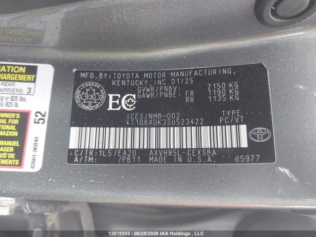 Продажа на аукционе авто 2025 Toyota Camry Xse/xle/le/se, vin: 4T1DBADK3SU523422, номер лота: 12618582