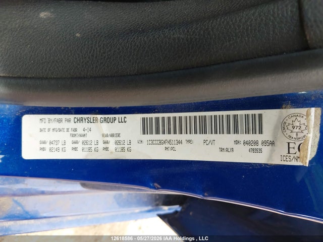 Auction sale of the 2015 Chrysler 200 S, vin: 1C3CCCBGXFN511344, lot number: 12618586