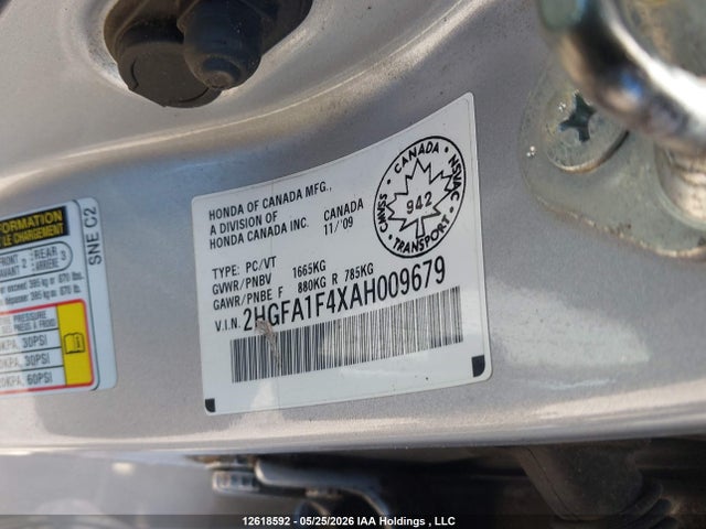 2010 Honda Civic Sdn მანქანა იყიდება აუქციონზე, vin: 2HGFA1F4XAH009679, აუქციონის ნომერი: 12618592