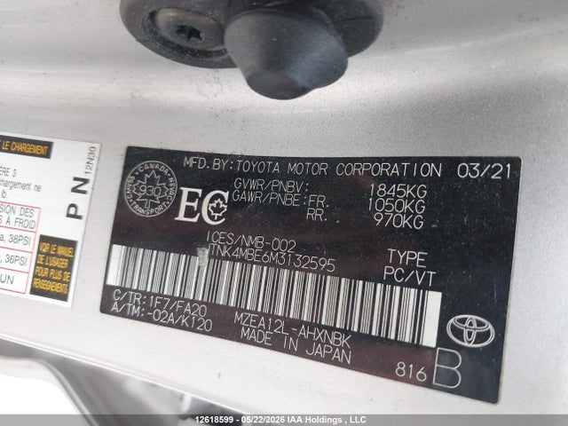 2021 Toyota Corolla Se/xse მანქანა იყიდება აუქციონზე, vin: JTNK4MBE6M3132595, აუქციონის ნომერი: 12618599