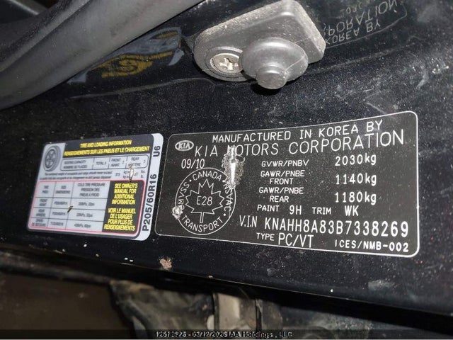 Auction sale of the 2011 Kia Rondo, vin: KNAHH8A83B7338269, lot number: 12618622