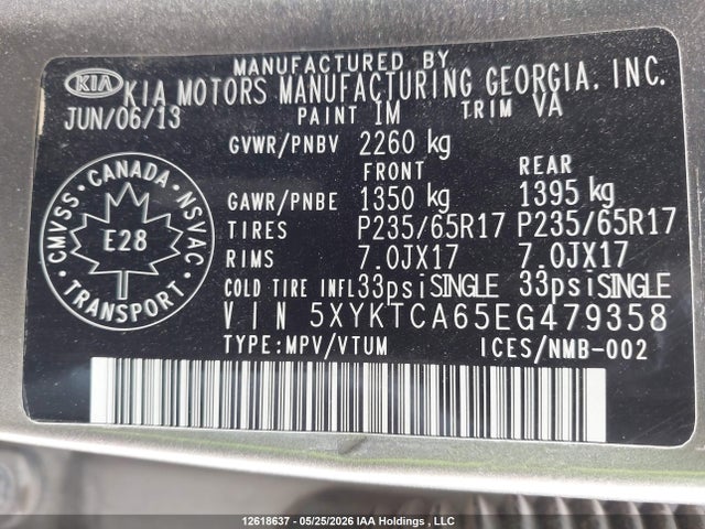 Aukcja sprzedaży 2014 Kia Sorento Lx, vin: 5XYKTCA65EG479358, numer aukcji: 12618637