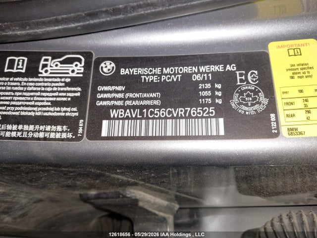 Продаж на аукціоні авто 2012 Bmw X1 Xdrive28i, vin: WBAVL1C56CVR76525, номер лоту: 12618656