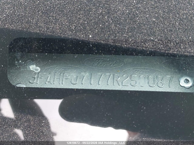 12618672 :رقم المزاد ، 3FAHP07177R250087 vin ، 2007 Ford Fusion Se مزاد بيع