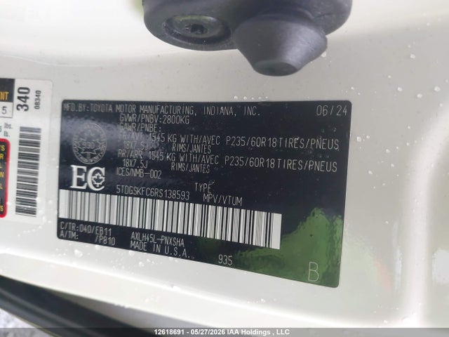 5TDGSKFC6RS138593 Toyota Sienna Le/xse/limited/platinum