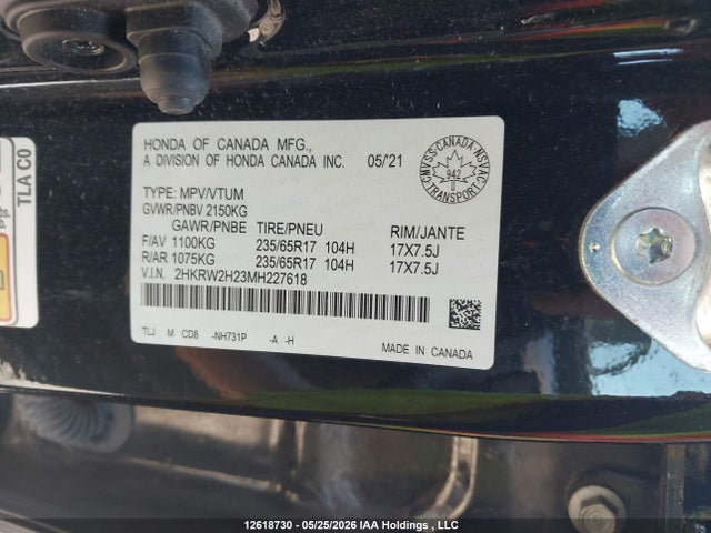 2HKRW2H23MH227618 Honda CR-V LX